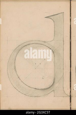 Buchstabe „d“. Blatt 16 Verso aus einem Skizzenbuch mit 33 Blättern. Stockfoto