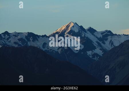 Mount La Perouse bei Sonnenuntergang. Stockfoto