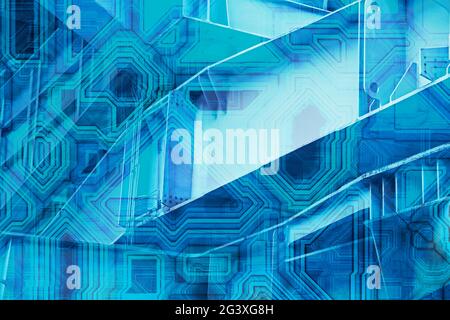 Abstrakter blauer technologischer Hintergrund Stockfoto