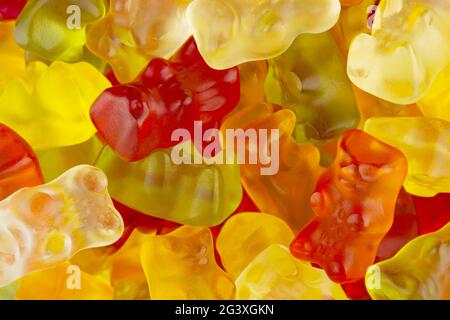 Nahaufnahme von bunten Gummibären Stockfoto