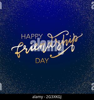 Friendship Happy Motivational Zitat für T-Shirt, Poster, Print, Merch Design Template. Happy Friends Forever Grußkarte Handgezeichneter Schriftzug. Stock Vektor