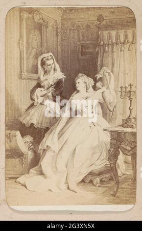 Fotoproduktion von (vermutlich) EINEM Druck zur Arbeit von W. von Kaulbach: Eugénie (natürliche Tochter); Eugénie (natürliche Tochter) W. von Kaulbach. Teil des Fotoalbummit 16 Cartes DE-Visite von Frauenfiguren aus dem Werk von J.WT von Goethe. Stockfoto