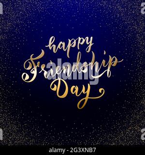 Friendship Happy Motivational Zitat für T-Shirt, Poster, Print, Merch Design Template. Happy Friends Forever Grußkarte Handgezeichneter Schriftzug. Stock Vektor