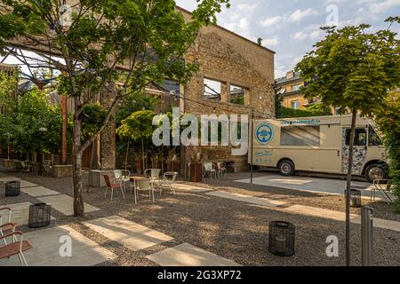 Foodtruck auf dem Gelände des Graace Hotels in Luxemburg Stockfoto