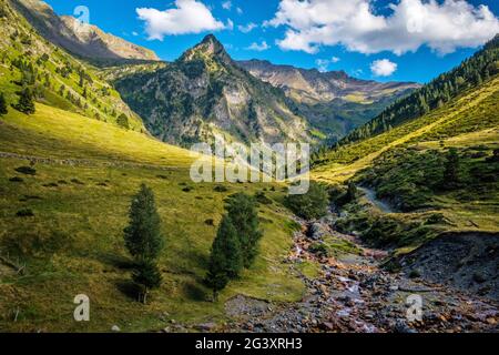 Département Hautes Pyrenees (Obere Pyrenäen, Südwestfrankreich): Das Moudang-Tal, das zum Netzwerk der Naturschutzgebiete 'Nat Stockfoto