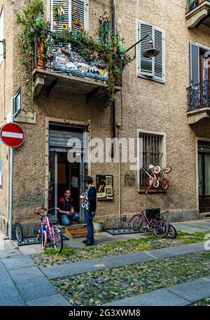 Italien Piemont Turin Campidoglio-Viertel - EIN Arbeiterviertel, das in der Mitte des 19. Jahrhunderts geboren wurde, heute ein Freilichtmuseum und Sitz der Mau (Museum für Stadtkunst von Turin) Stockfoto