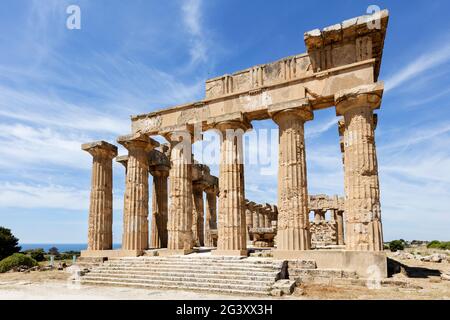 Tempel E, griechische Stätte, Selinunte, Sizilien, Italien Stockfoto
