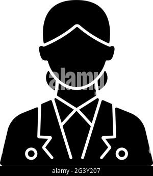 Kreuzfahrt-Schiff Hostess schwarzes Glyphen-Symbol Stock Vektor
