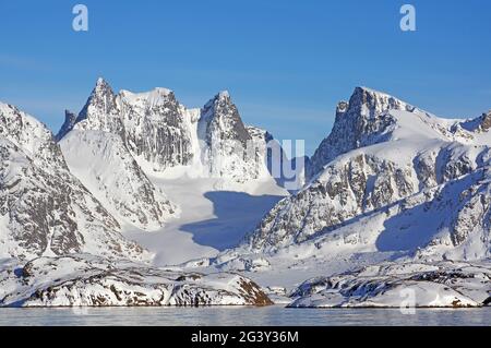 Spätwinter Tag entlang der grönländischen Westküste Stockfoto