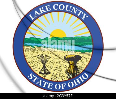 3D Siegel des Lake County (Ohio), USA. 3D Abbildung. Stockfoto