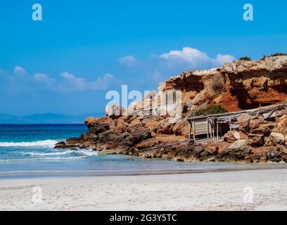 Cala Saona Beach, Formentera, Balearen, Spanien Stockfoto