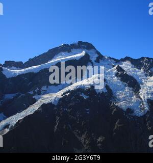 Mount Sefton von einem Ort unterhalb der Mueller Hütte aus gesehen. Stockfoto