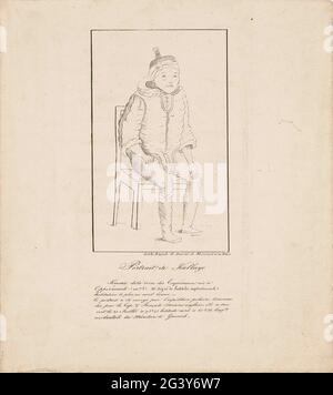 Porträt von Kallaye, einer Eskimova. Die porträtierte Person ist auf einem Stuhl sitzend als Füße dargestellt. Sie trägt warm gepolsterte Kleidung und hat die Haare in einem Knoten auf dem Kopf. Unter dem Porträt ihren Namen und eine Bildunterschrift. Darin, über ihre Geburt und ihren Wohnort im fernen Norden und die Tatsache, dass dieses Porträt während einer Polarexpedition gemacht wurde. Stockfoto