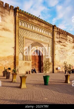 Bab Mansur oder Bab Mansour, Tor der alten Medina, Meknes, Fez-Meknes Region, Marokko Stockfoto