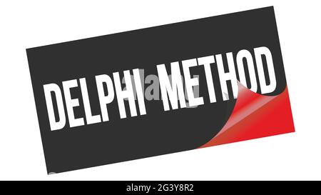 DELPHI-METHODE Text auf schwarzem roten Stickerstempel geschrieben. Stockfoto