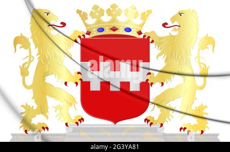 3D Buren Wappen (Gelderland), Niederlande. 3D Abbildung. Stockfoto