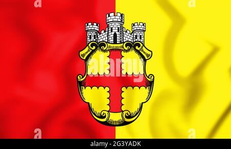 3D Flagge von Eupen (Lüttich Provinz), Belgien. 3D Abbildung. Stockfoto