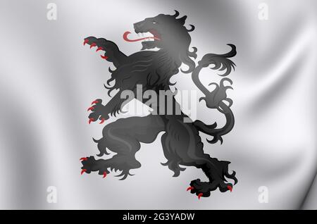 3D Flagge des Fürstentums Powys Fadog. 3D Abbildung. Stockfoto