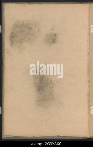 Abklatsch der Kreidezeichnungen auf Seite 13. Seite 12 aus einem Skizzenbuch mit 38 Blättern. Stockfoto