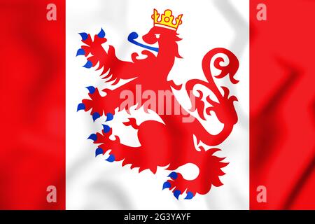 3D Flagge von St. Vith (Lüttich Provinz), Belgien. 3D Abbildung. Stockfoto