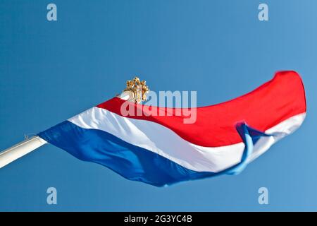 Niederländische Nationalflagge bei Paleis het Loo, dem Königspalast in Apeldoorn, Niederlande Stockfoto