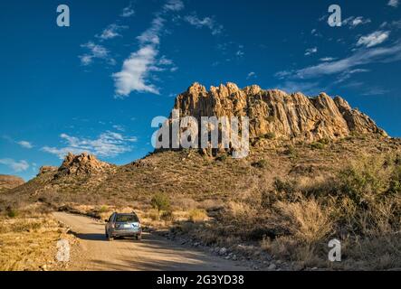 Felsformationen, Pinto Canyon Road, Chinati Mountains, Future State Park, Big Bend Country, Texas, USA Stockfoto