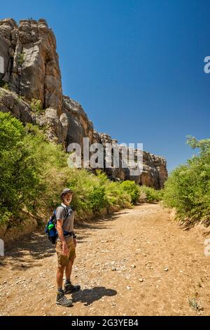 Wanderer im Dog Canyon, Santiago Mountains, Big Bend National Park, Texas, USA Stockfoto