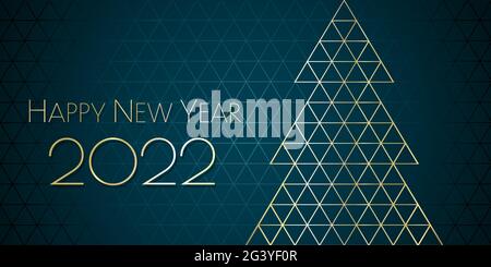 Frohes neues Jahr 2022 geometrisches Design weihnachtsbaum Stockfoto