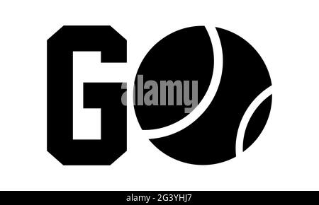 Go - Tennis T-Shirts Design, handgezeichnete Lettering Phrase, Kalligraphie T-Shirt-Design, isoliert auf weißem Hintergrund, svg-Dateien Stockfoto