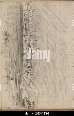 Blick auf Konstantinopel und den Bosporus. Zu sehen ist unter anderem der Sultan Ahmetmoskee, auch Blaue Moschee genannt. Seite 91 aus einem Skizzenbuch mit 54 Blättern. Stockfoto