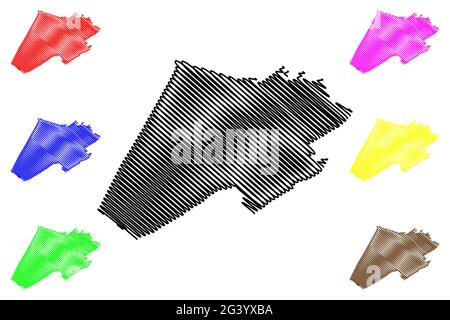Monroe County, State of West Virginia (U.S. County, United States of America, USA, U.S., US) Kartenvektordarstellung, Skizze Monroe Karte Stock Vektor