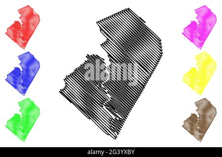 Summers County, State of West Virginia (US-County, Vereinigte Staaten von Amerika, USA, USA, USA) Kartenvektordarstellung, Scribble-Skizze Summers-Karte Stock Vektor