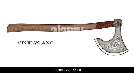 AX Viking mit ornamentalen skandinavischen Stock Vektor