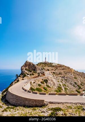 Leuchtturm Far de Formentor auf der Halbinsel Formentor, Cap de Formentor, Mallorca oder Mallorca, Balearen, Spanien Stockfoto