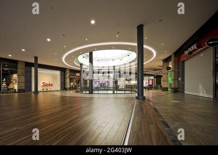 Leeres Einkaufszentrum Centro während der Sperre 2021, Oberhausen, Ruhrgebiet, Deutschland, Europa Stockfoto