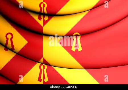 3D Flagge von Gennep (Limburg), Niederlande. 3D Abbildung. Stockfoto