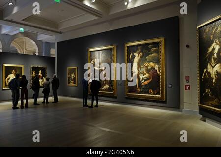 Italienische Gemäldeausstellung von Caravaggio und seinen Erben, im Museum Le Gallerie d'Italia in Mailand. 2018. Stockfoto