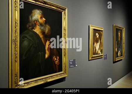 Italienische Gemäldeausstellung von Caravaggio und seinen Erben, im Museum Le Gallerie d'Italia in Mailand. 2018. Stockfoto