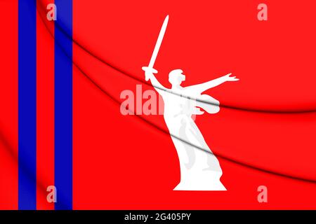 3D-Markierung der Oblast Wolgograd, Russland. 3D-Darstellung. Stockfoto