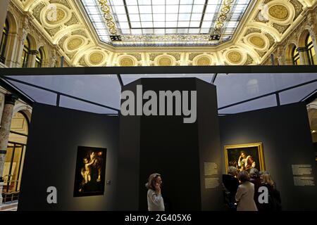 Italienische Gemäldeausstellung von Caravaggio und seinen Erben, im Museum Le Gallerie d'Italia in Mailand. 2018. Stockfoto