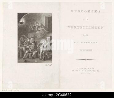 Faust fährt auf einem Weinfass in Auerbach; Titelseite für: U.a. Langbein, Märchen und Geschichten, 1822. Auf einem Weinfass sitzend fährt faust den Keller von Auerbach aus. Eine Gruppe betrunkener Studenten bleibt zurück. Die Jungen heben sich an und drücken sich gegenseitig in die Nase. Stockfoto