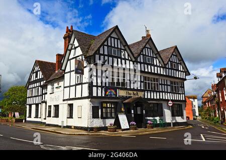 Bell Hotel, ein Tudor-Gebäude mit Holzrahmen aus dem Jahr 1696, Church Street, Tewkesbury, Gloucestershire Stockfoto