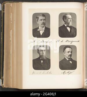 Porträts von vier Mitgliedern des Unterhauses des Staates New York. Oben links Andrew S. Draper, oben rechts Henry J. Duguid, unten links James E. dutcher, unten rechts Moses Engle. Stockfoto
