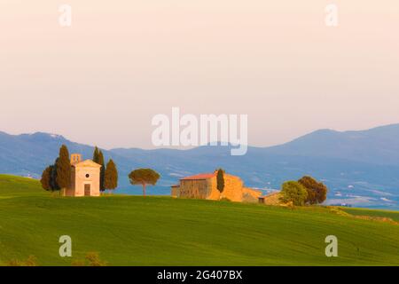 Vitaleta Kirche, in der Nähe von Pienza, Toskana, Italien Stockfoto