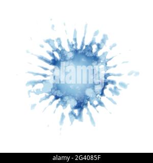 Dekorativer blauer Splat auf weißem Hintergrund Stockfoto