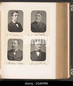 Porträts von vier Mitgliedern des Unterhauses des Staates New York. Oben links Edward G. Nowlan, oben rechts George M. Palmer, unten links Matthew Patten, unten rechts von Daniel Peck. Stockfoto