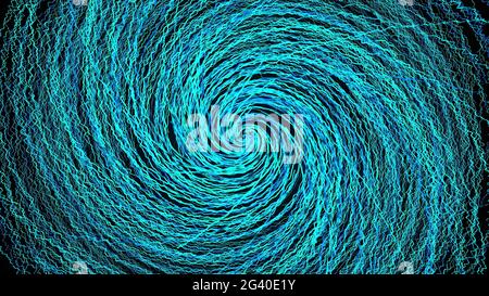 Verdrehung zufälliger Linien, computergeneriert. 3d-Rendering eines abstrakten spiralförmigen Hintergrunds. Stockfoto