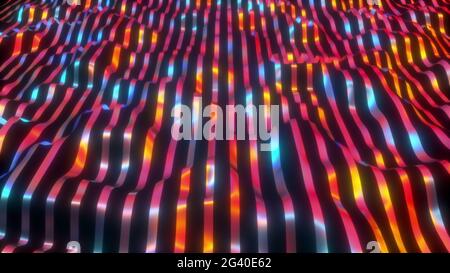 Vom Computer erzeugte wellige Neonlinien. 3d-Rendering Streifen Hintergrund mit Farbverlauf Licht Stockfoto
