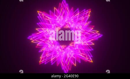 Sterne Neon Splines, Computer generiert. 3d-Rendering leuchtender Hintergrund Stockfoto