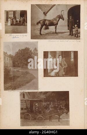 Junge im Matrosenanzug sitzt auf dem Bock eines Ezelkar. Teil des Fotoalbums von Robert Daniel Crommelin (1841-1907). Stockfoto